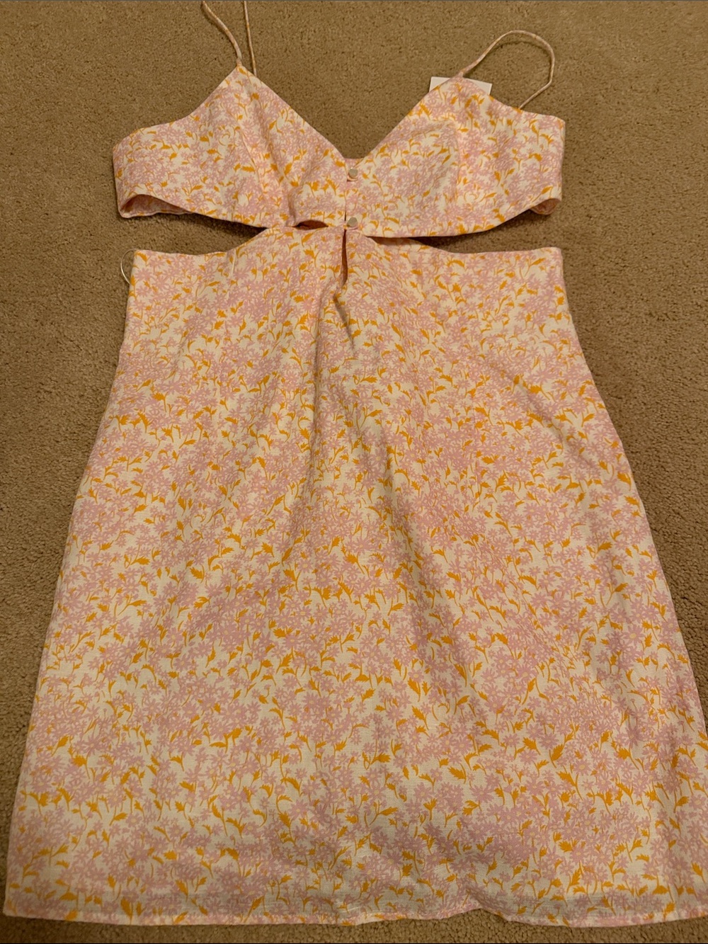 Zara Pink and Yellow Floral Cutout Sundress
